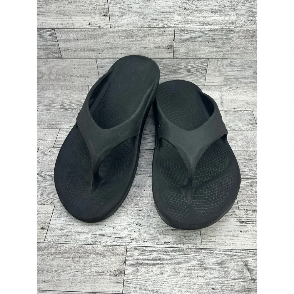 OOFOS Black Unisex OOahh Sport‎ Slide Sandals Flip Flops Comfort Sz M10 W12 EU43